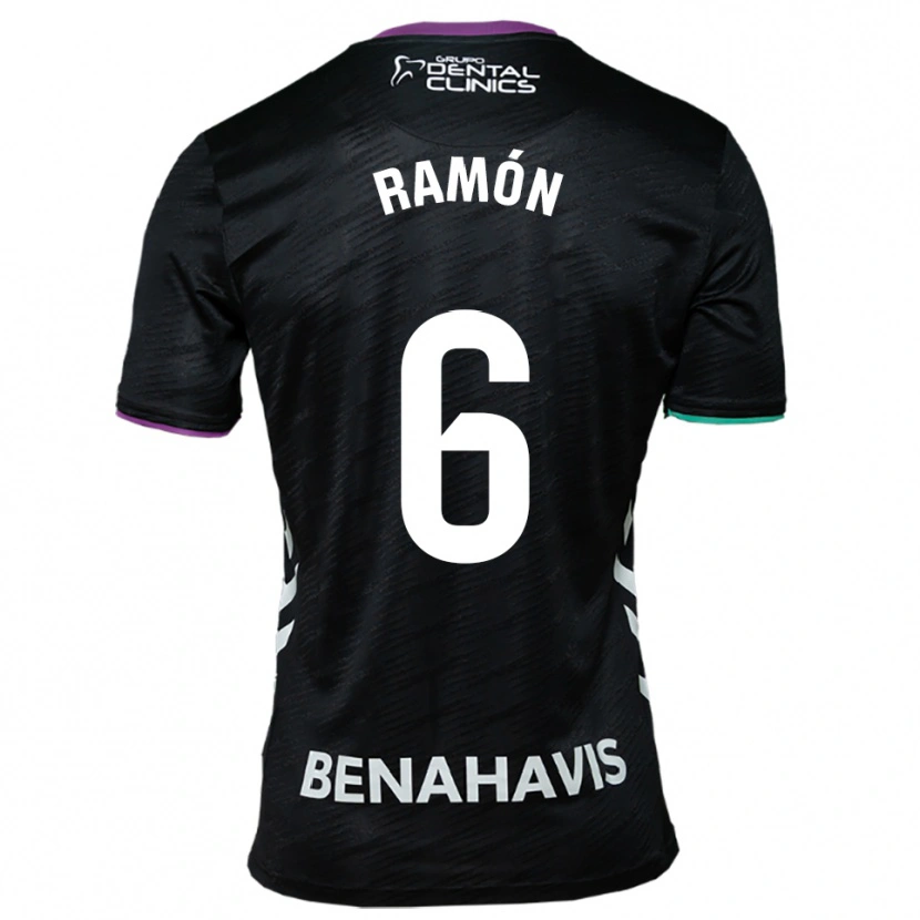 Danxen Uomo Maglia Ramón Enríquez #6 Nero Viola Verde Kit Gara Away 2025/26 Maglietta