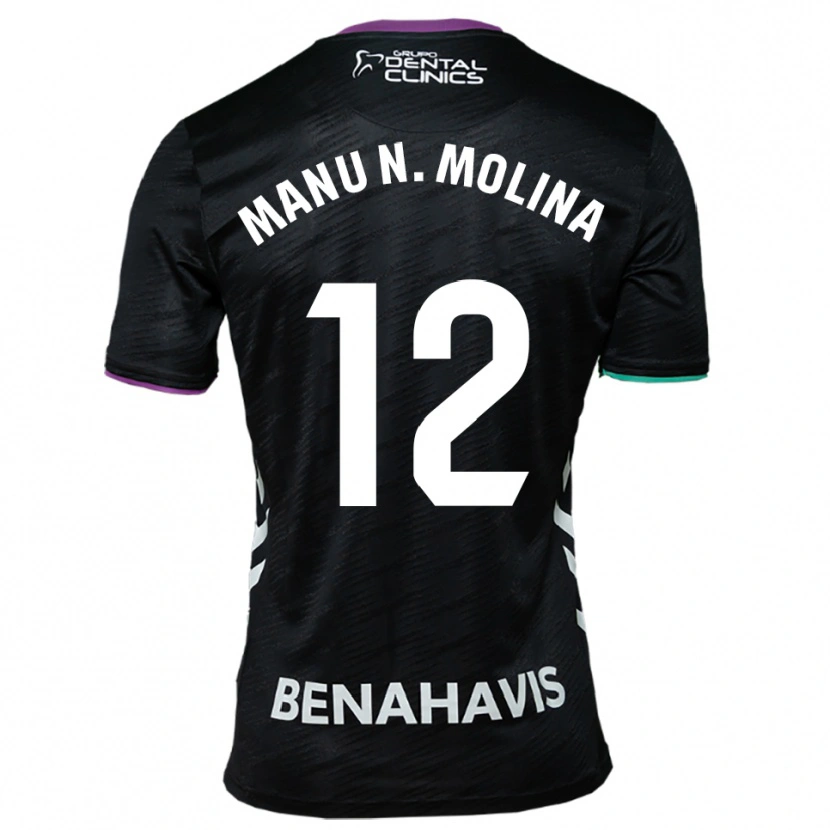 Danxen Uomo Maglia Manu Molina #12 Nero Viola Verde Kit Gara Away 2025/26 Maglietta