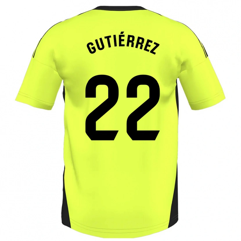 Danxen Uomo Maglia Juan Gutiérrez #22 Giallo Fluorescente Kit Gara Away 2025/26 Maglietta