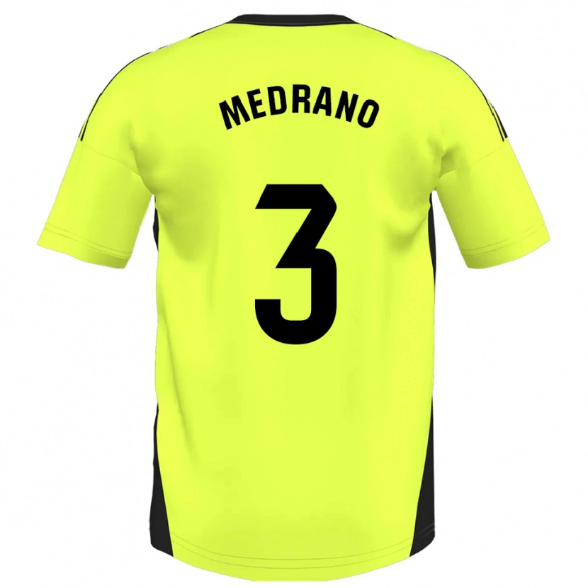 Danxen Uomo Maglia Fernando Medrano #3 Giallo Fluorescente Kit Gara Away 2025/26 Maglietta