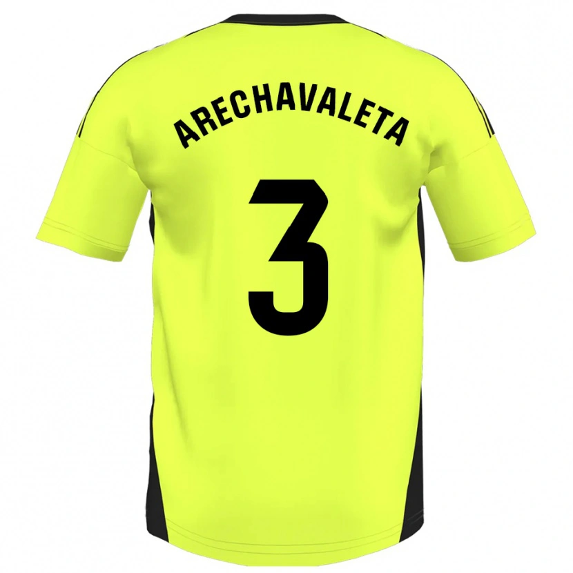 Danxen Uomo Maglia Jorge Arechavaleta #3 Giallo Fluorescente Kit Gara Away 2025/26 Maglietta
