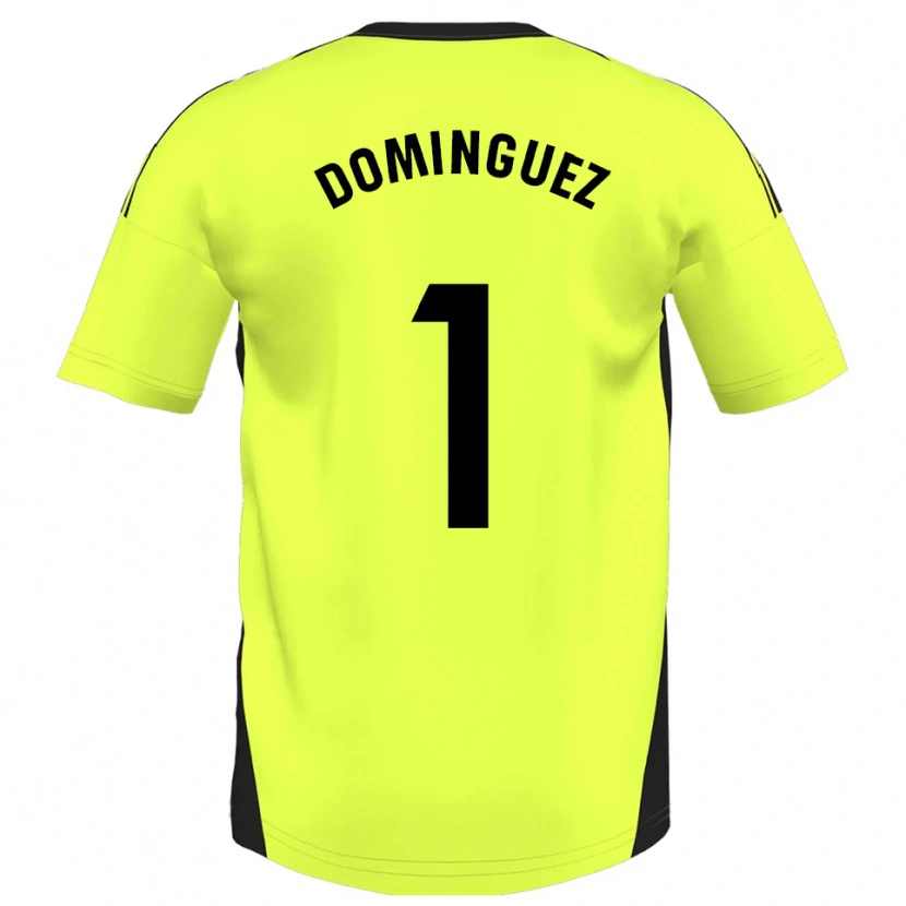 Danxen Uomo Maglia Iago Domínguez #1 Giallo Fluorescente Kit Gara Away 2025/26 Maglietta
