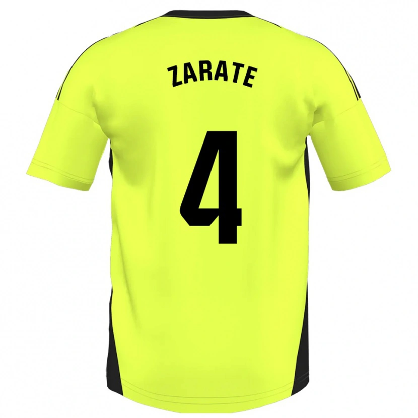 Danxen Uomo Maglia Hugo Zárate #4 Giallo Fluorescente Kit Gara Away 2025/26 Maglietta