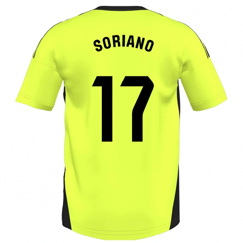 Danxen Uomo Maglia Adrián Soriano #17 Giallo Fluorescente Kit Gara Away 2025/26 Maglietta