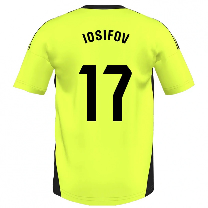 Danxen Uomo Maglia Nikita Iosifov #17 Giallo Fluorescente Kit Gara Away 2025/26 Maglietta