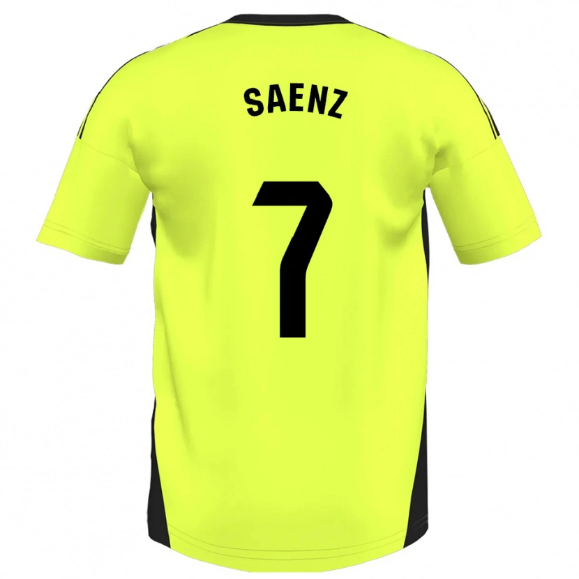 Danxen Uomo Maglia Raúl Sáenz #7 Giallo Fluorescente Kit Gara Away 2025/26 Maglietta