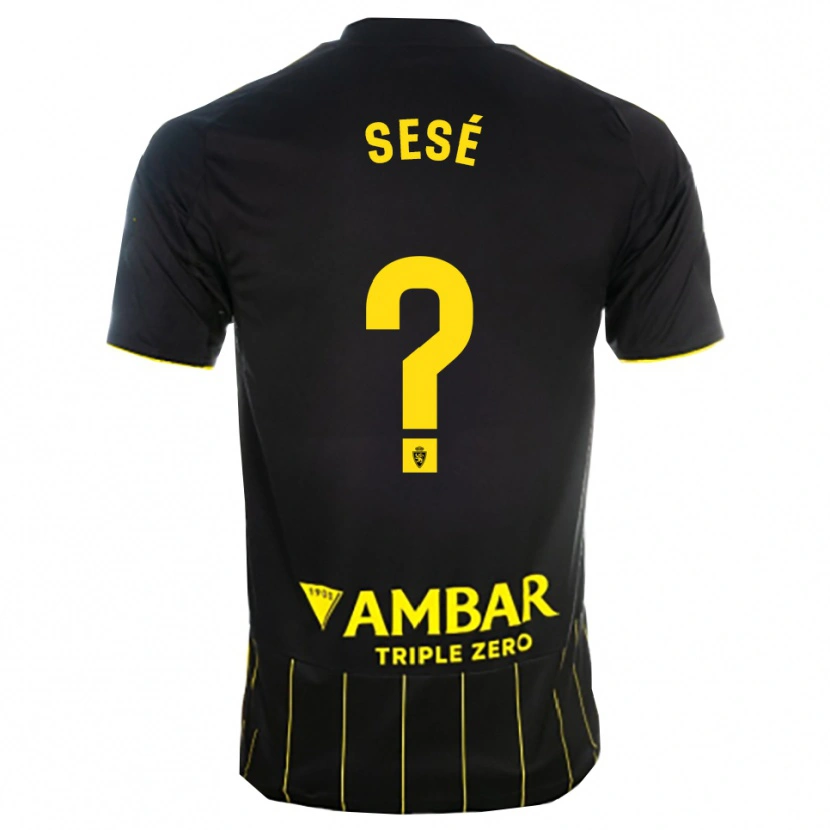 Danxen Uomo Maglia Manu Sesé #0 Nero Giallo Kit Gara Away 2025/26 Maglietta