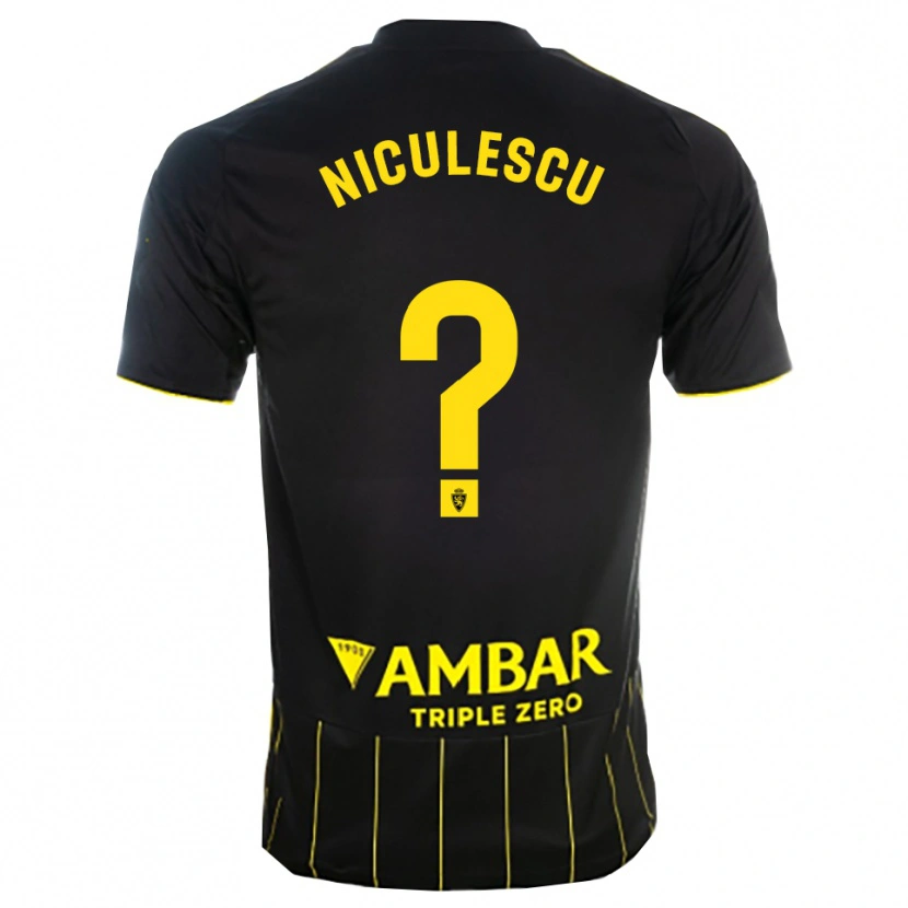 Danxen Uomo Maglia Andrei Niculescu #0 Nero Giallo Kit Gara Away 2025/26 Maglietta