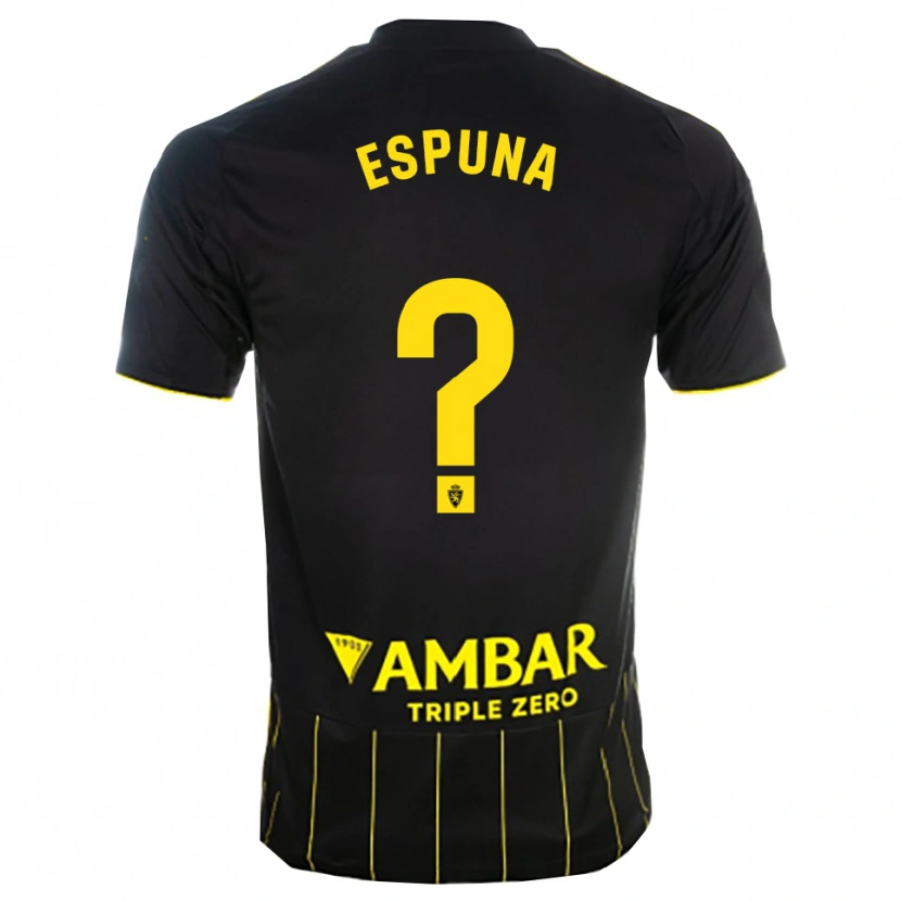 Danxen Uomo Maglia Nico Espuña #0 Nero Giallo Kit Gara Away 2025/26 Maglietta