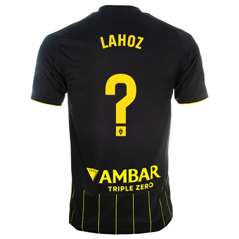 Danxen Uomo Maglia Álvaro Lahoz #0 Nero Giallo Kit Gara Away 2025/26 Maglietta