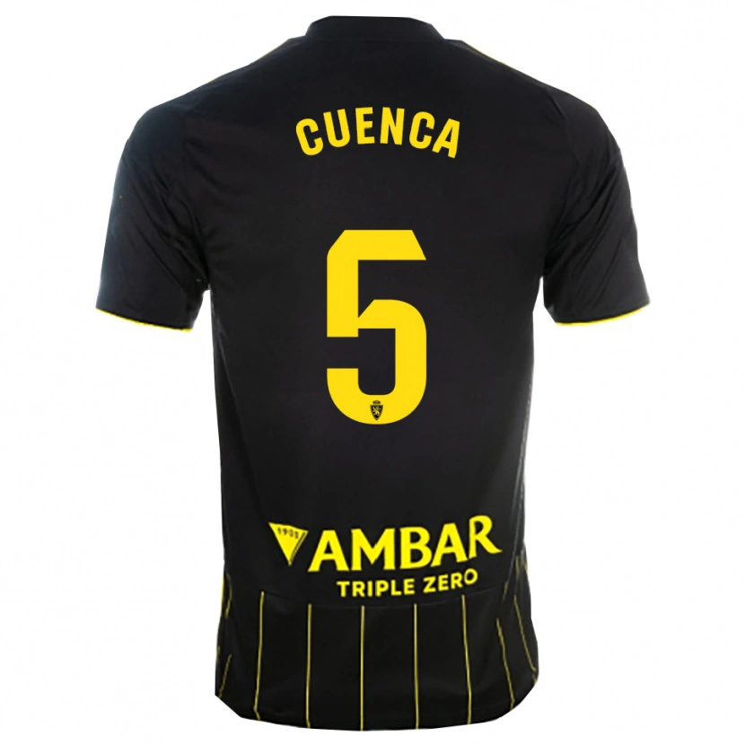 Danxen Uomo Maglia Marcos Cuenca #5 Nero Giallo Kit Gara Away 2025/26 Maglietta