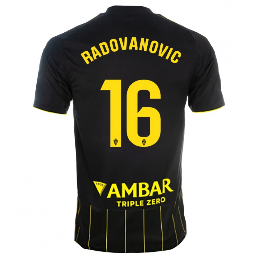 Danxen Uomo Maglia Aleksandar Radovanovic #16 Nero Giallo Kit Gara Away 2025/26 Maglietta