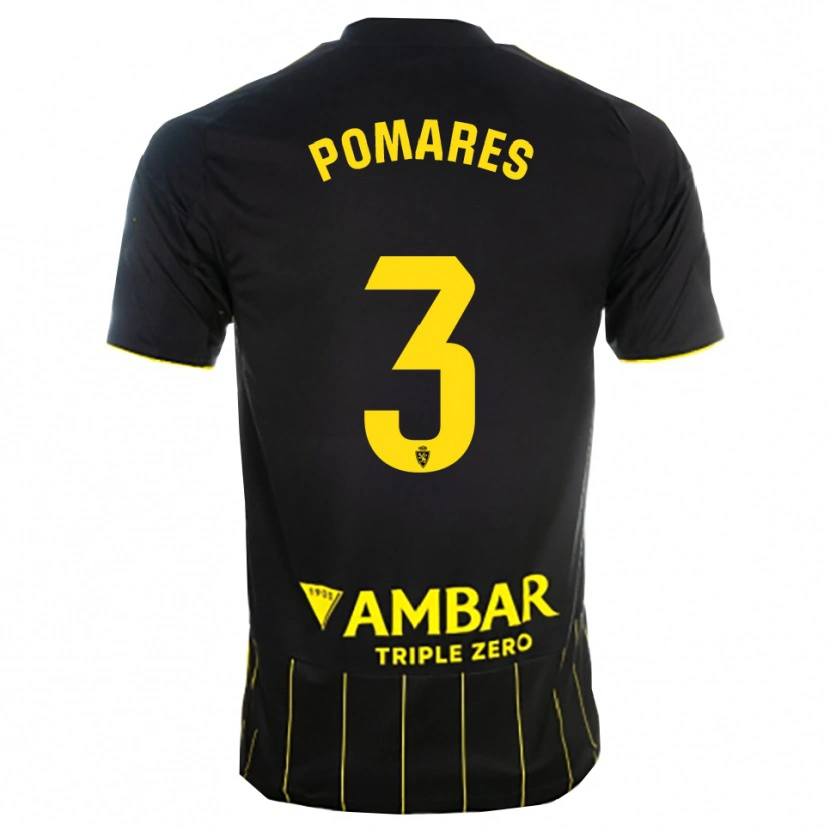 Danxen Uomo Maglia Carlos Pomares #3 Nero Giallo Kit Gara Away 2025/26 Maglietta