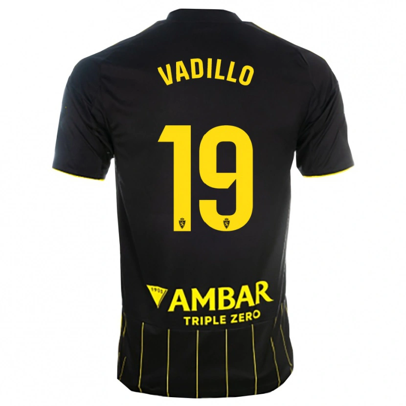 Danxen Uomo Maglia Iker Vadillo #19 Nero Giallo Kit Gara Away 2025/26 Maglietta
