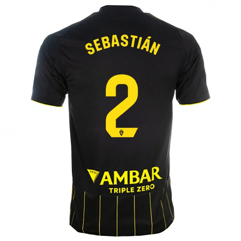 Danxen Uomo Maglia Juan Sebastián #2 Nero Giallo Kit Gara Away 2025/26 Maglietta