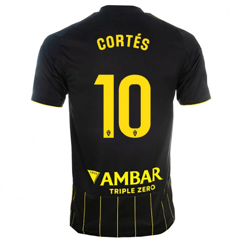 Danxen Uomo Maglia Pablo Cortés #10 Nero Giallo Kit Gara Away 2025/26 Maglietta
