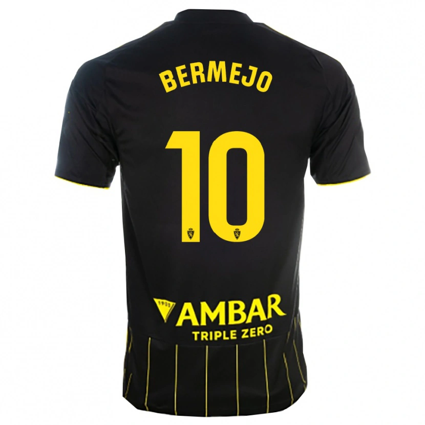 Danxen Uomo Maglia Sergio Bermejo #10 Nero Giallo Kit Gara Away 2025/26 Maglietta