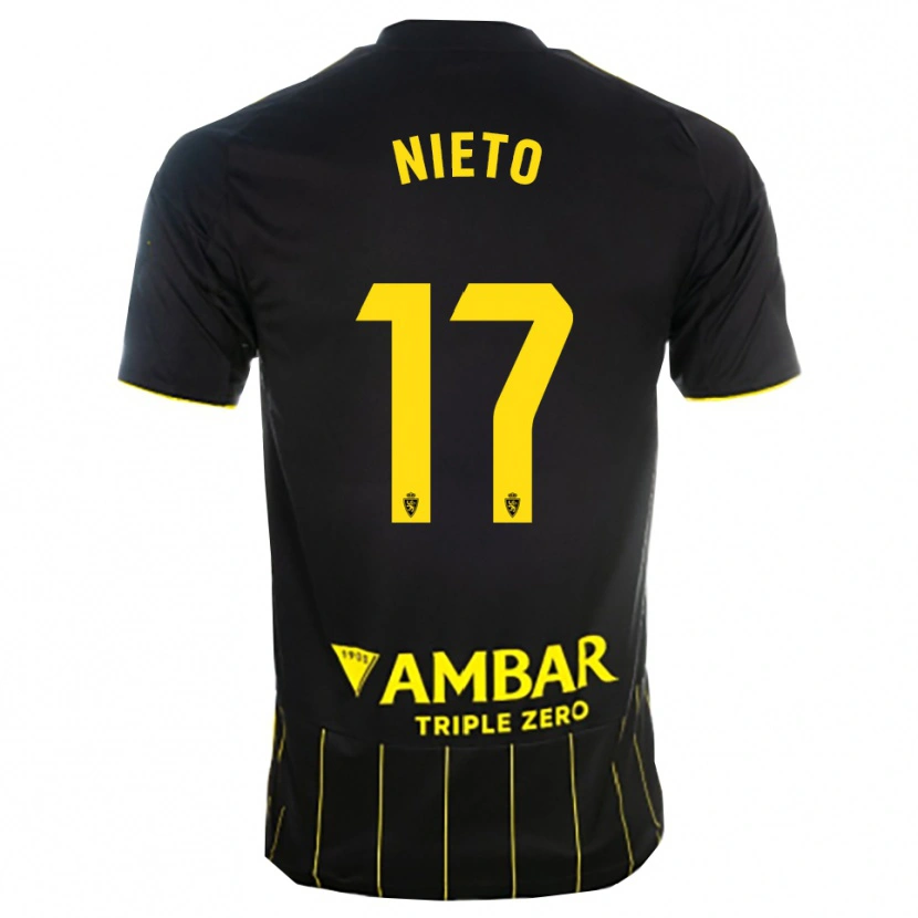 Danxen Uomo Maglia Carlos Nieto #17 Nero Giallo Kit Gara Away 2025/26 Maglietta