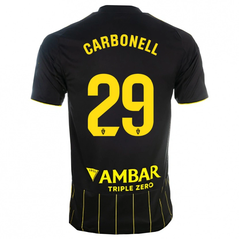 Danxen Uomo Maglia Luis Carbonell #29 Nero Giallo Kit Gara Away 2025/26 Maglietta