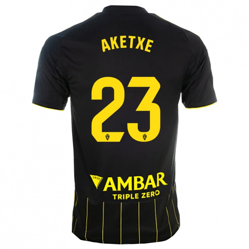 Danxen Uomo Maglia Ager Aketxe #23 Nero Giallo Kit Gara Away 2025/26 Maglietta