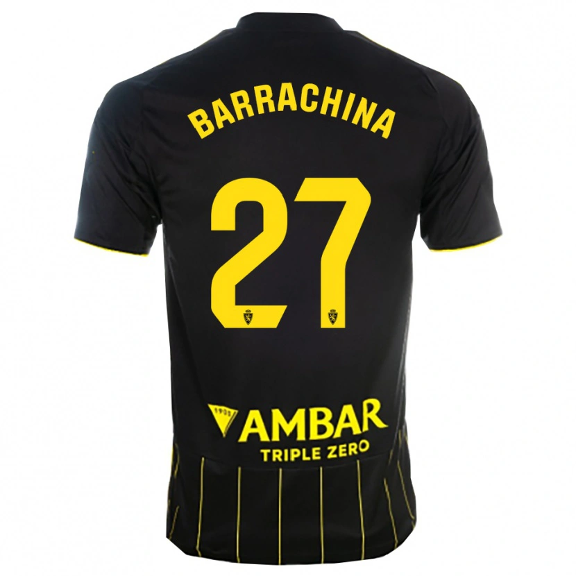 Danxen Uomo Maglia Hugo Barrachina #27 Nero Giallo Kit Gara Away 2025/26 Maglietta