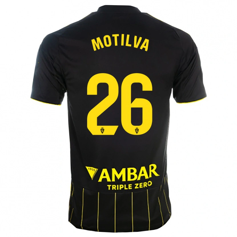 Danxen Uomo Maglia Adrián Motilva #26 Nero Giallo Kit Gara Away 2025/26 Maglietta