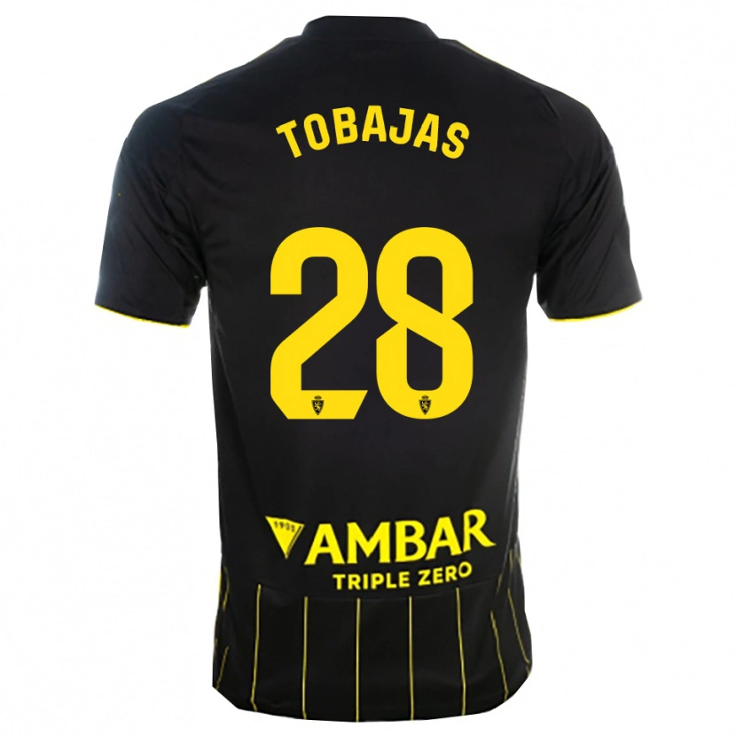 Danxen Uomo Maglia Jaime Tobajas #28 Nero Giallo Kit Gara Away 2025/26 Maglietta