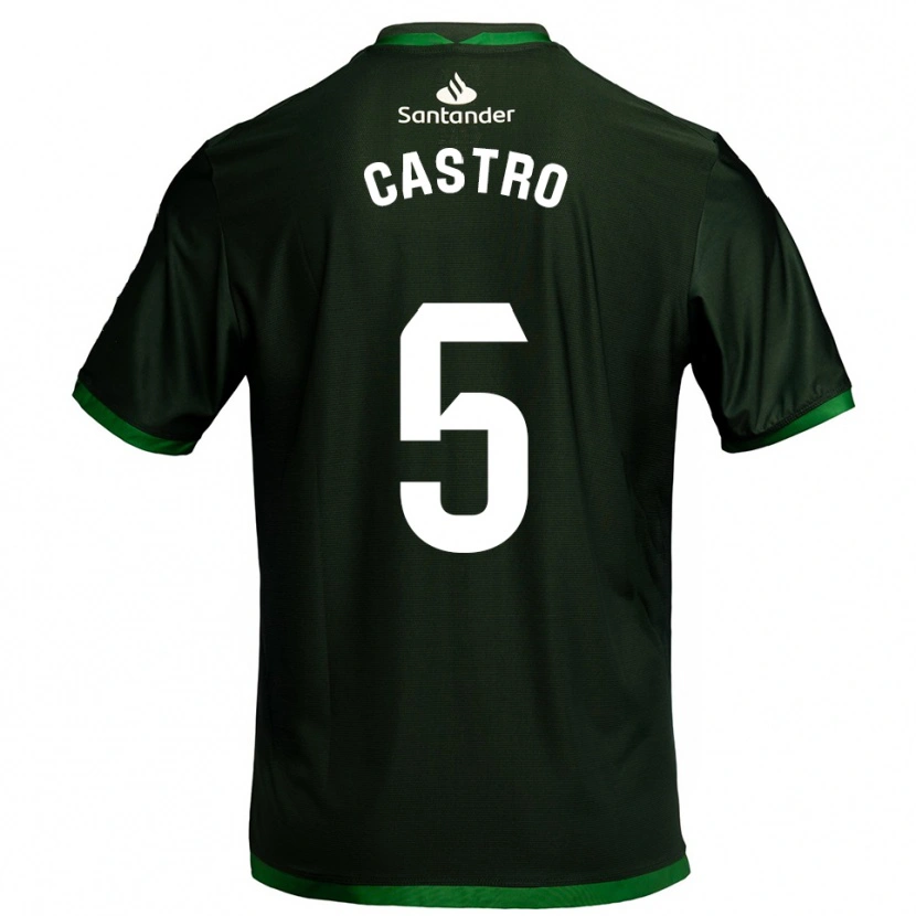 Danxen Uomo Maglia Javi Castro #5 Verde Scuro Kit Gara Away 2025/26 Maglietta