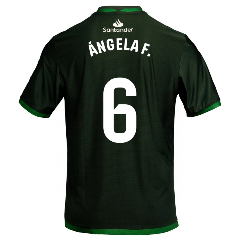 Danxen Uomo Maglia Ángela Fernández Fraile #6 Verde Scuro Kit Gara Away 2025/26 Maglietta