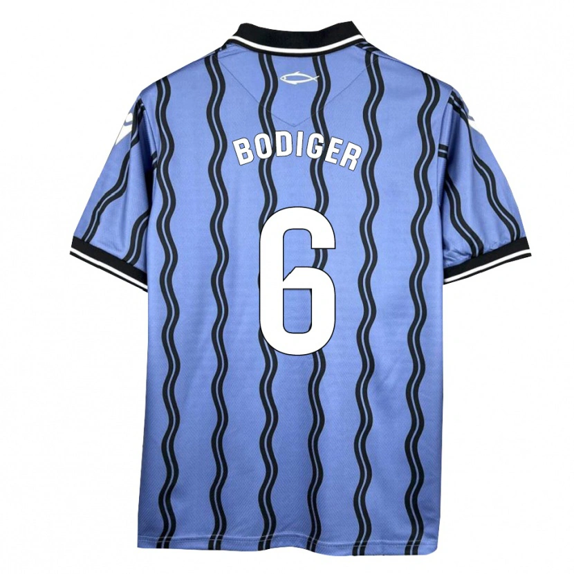 Danxen Uomo Maglia Yann Bodiger #6 Blu Scuro Nero Kit Gara Away 2025/26 Maglietta
