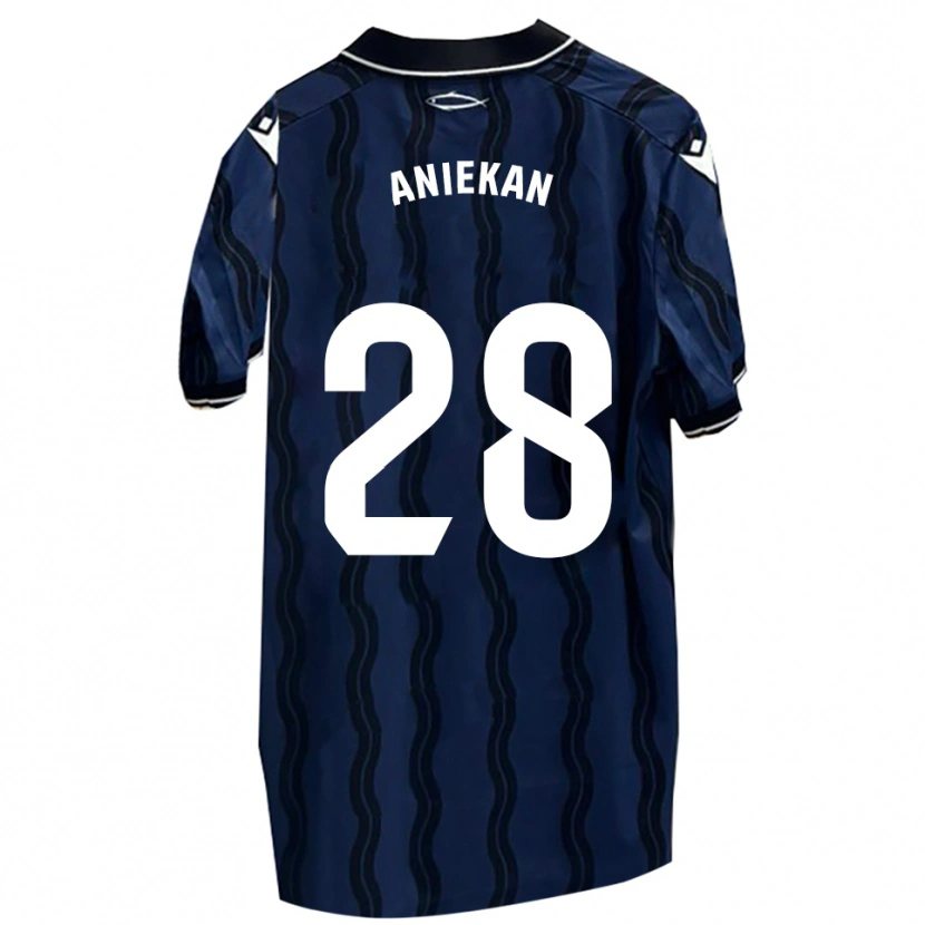 Danxen Uomo Maglia Bless Aniekan #28 Blu Scuro Nero Kit Gara Away 2025/26 Maglietta