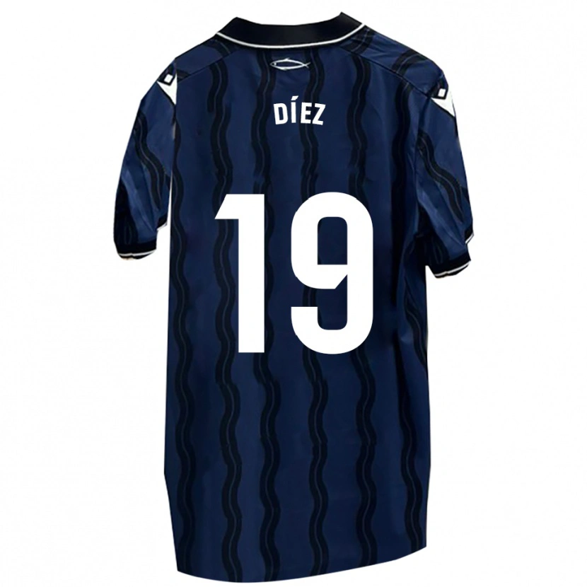 Danxen Uomo Maglia Rubén Díez #19 Blu Scuro Nero Kit Gara Away 2025/26 Maglietta