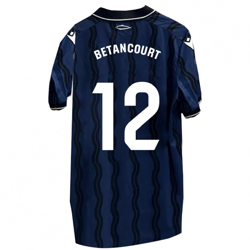 Danxen Uomo Maglia Arick Betancourt #12 Blu Scuro Nero Kit Gara Away 2025/26 Maglietta