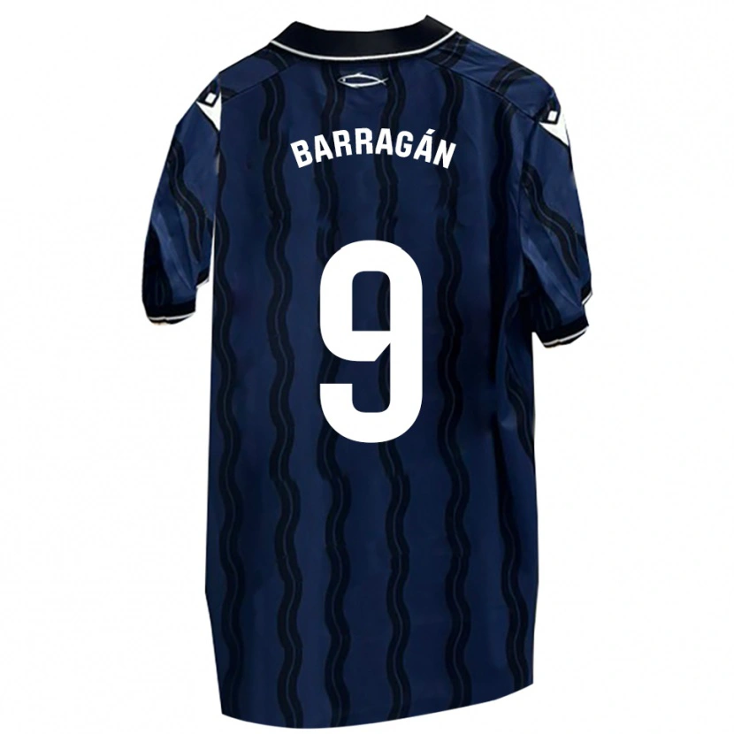 Danxen Uomo Maglia Juan Barragán #9 Blu Scuro Nero Kit Gara Away 2025/26 Maglietta