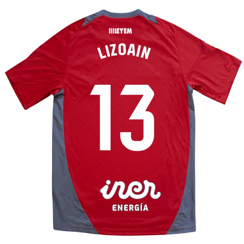 Danxen Uomo Maglia Raúl Lizoain #13 Rosso Grigio Kit Gara Away 2025/26 Maglietta