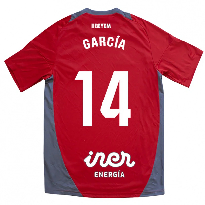 Danxen Uomo Maglia Jon García #14 Rosso Grigio Kit Gara Away 2025/26 Maglietta