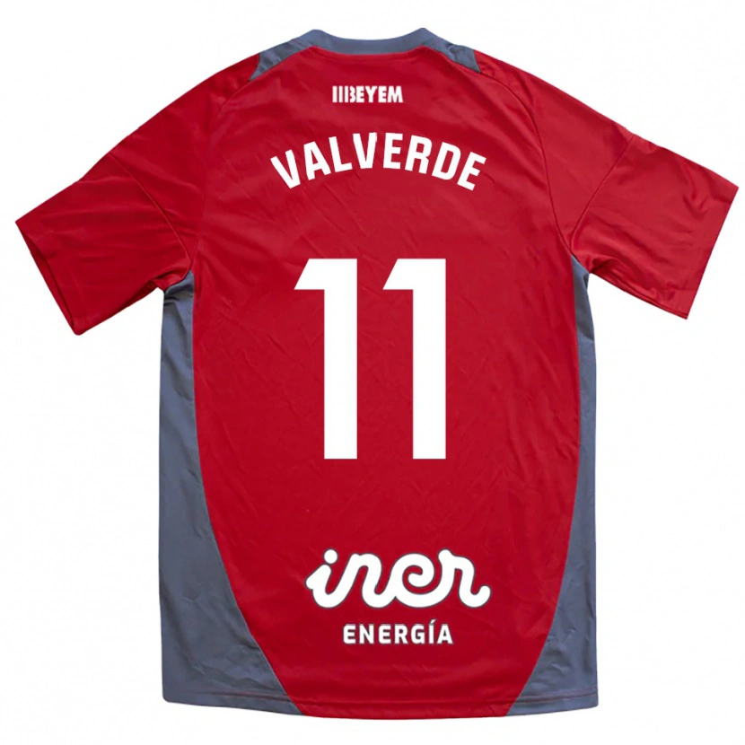 Danxen Uomo Maglia Victor Valverde #11 Rosso Grigio Kit Gara Away 2025/26 Maglietta