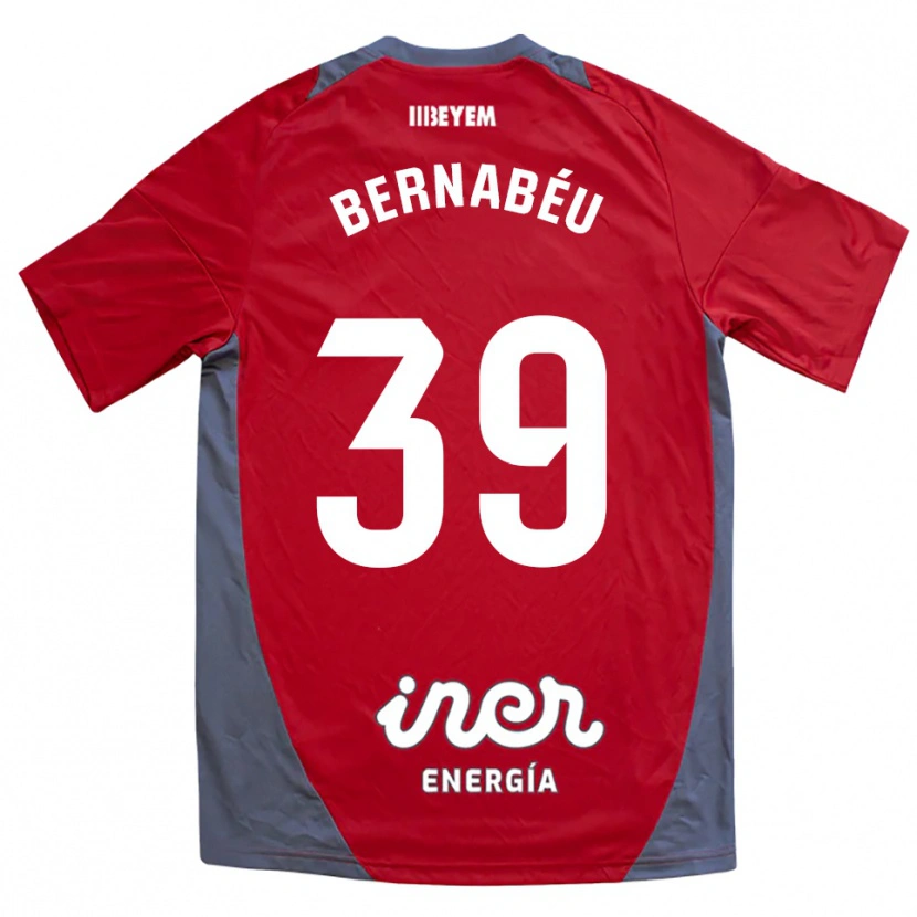 Danxen Uomo Maglia Dani Bernabéu #39 Rosso Grigio Kit Gara Away 2025/26 Maglietta