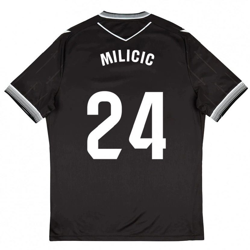 Danxen Uomo Maglia Nikola Milicic #24 Nero Bianco Kit Gara Away 2025/26 Maglietta