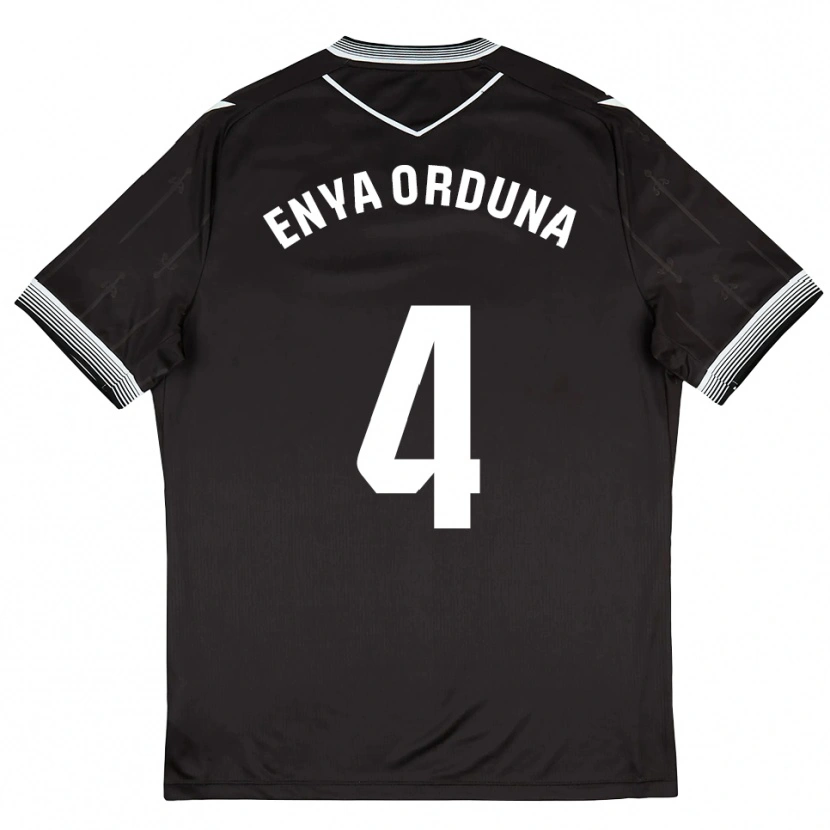 Danxen Uomo Maglia Enya Orduna #4 Nero Bianco Kit Gara Away 2025/26 Maglietta