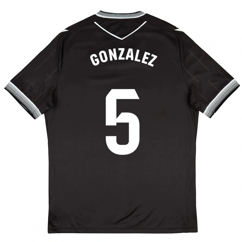 Danxen Uomo Maglia Sergio González #5 Nero Bianco Kit Gara Away 2025/26 Maglietta