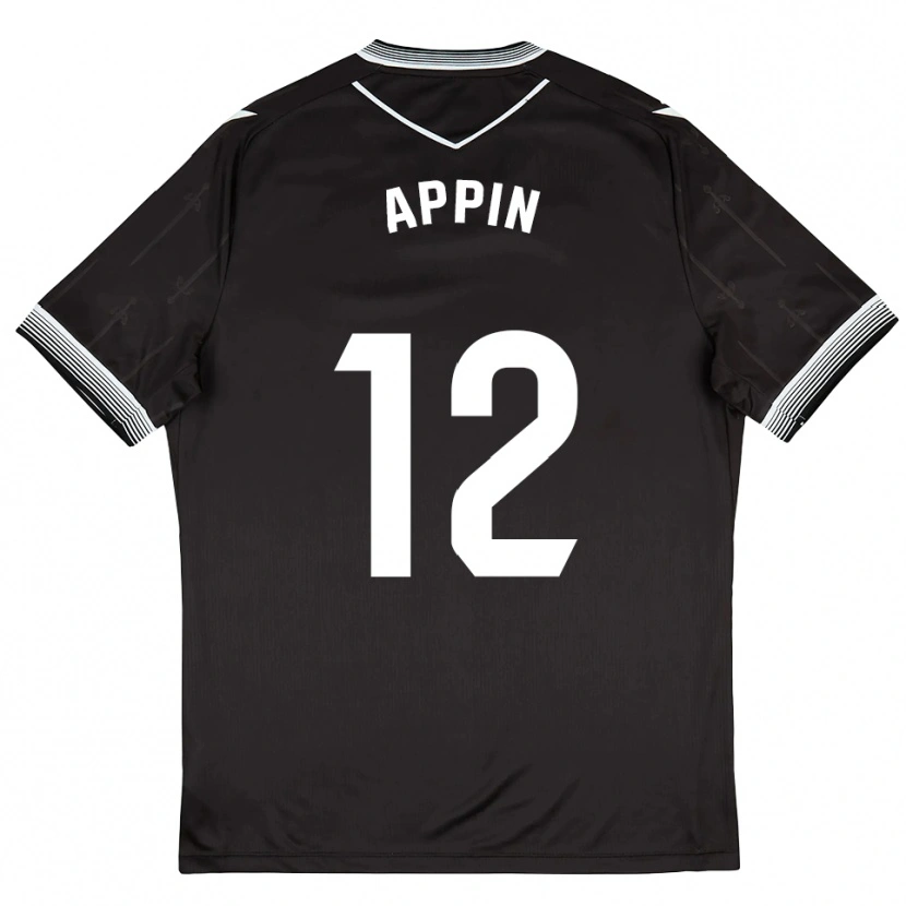 Danxen Uomo Maglia Kévin Appin #12 Nero Bianco Kit Gara Away 2025/26 Maglietta