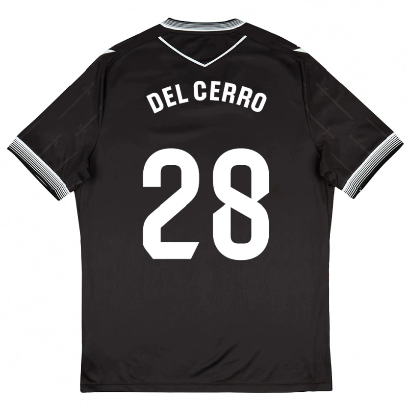 Danxen Uomo Maglia Saúl Del Cerro #28 Nero Bianco Kit Gara Away 2025/26 Maglietta