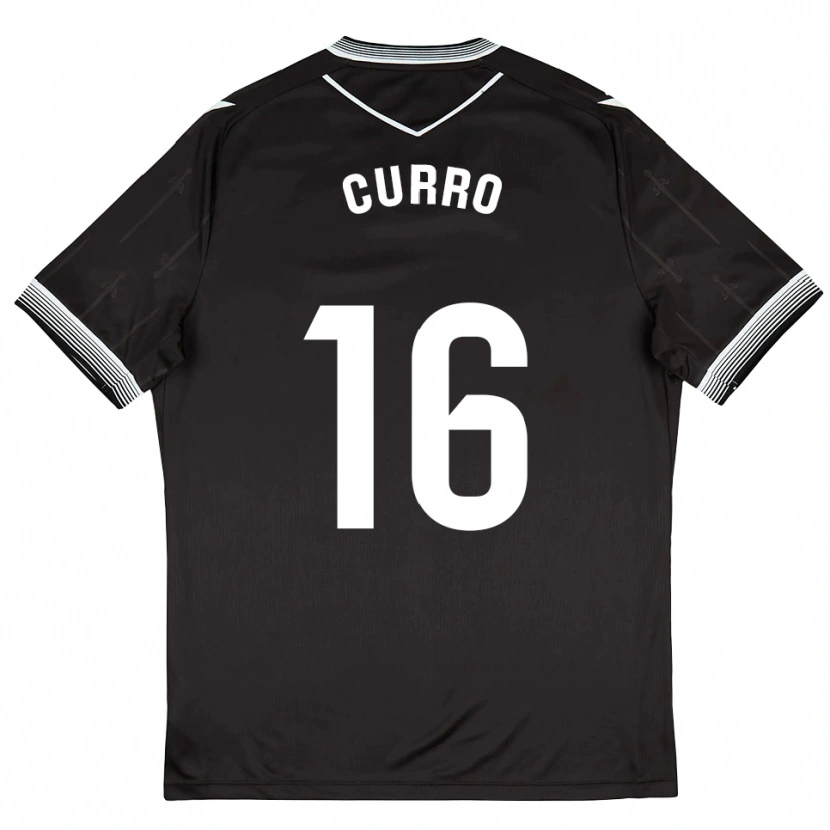 Danxen Uomo Maglia Curro Sánchez #16 Nero Bianco Kit Gara Away 2025/26 Maglietta