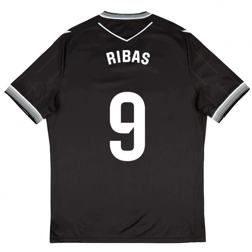 Danxen Uomo Maglia Irian Ribas #9 Nero Bianco Kit Gara Away 2025/26 Maglietta
