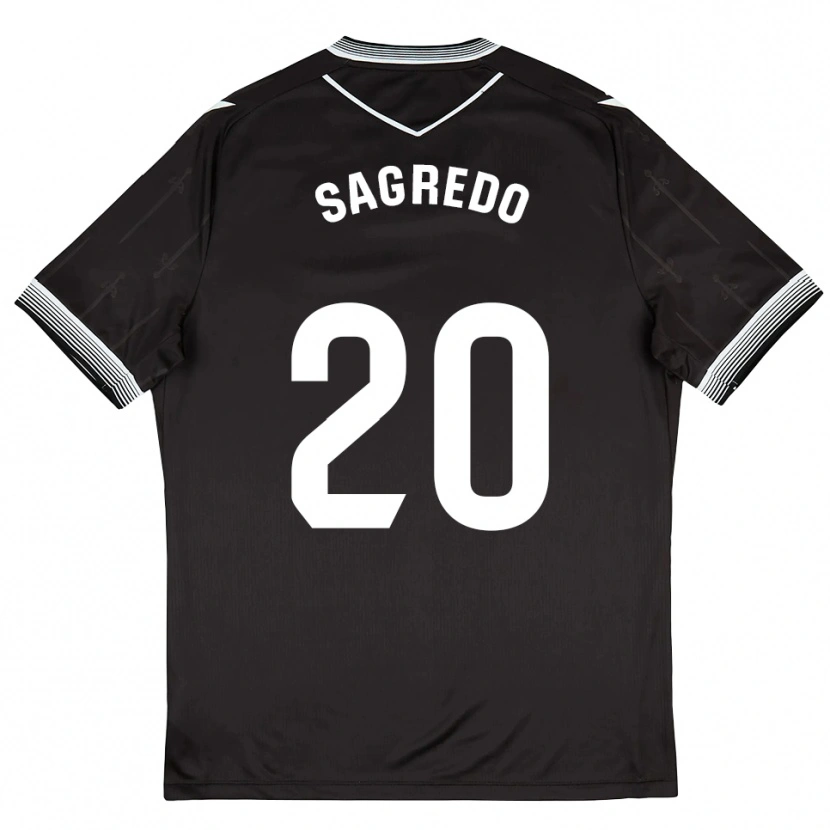 Danxen Uomo Maglia Pablo Sagredo #20 Nero Bianco Kit Gara Away 2025/26 Maglietta