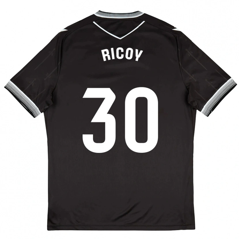 Danxen Uomo Maglia Lucas Ricoy #30 Nero Bianco Kit Gara Away 2025/26 Maglietta