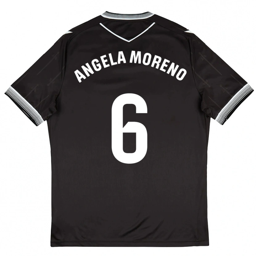 Danxen Uomo Maglia Angela Moreno #6 Nero Bianco Kit Gara Away 2025/26 Maglietta