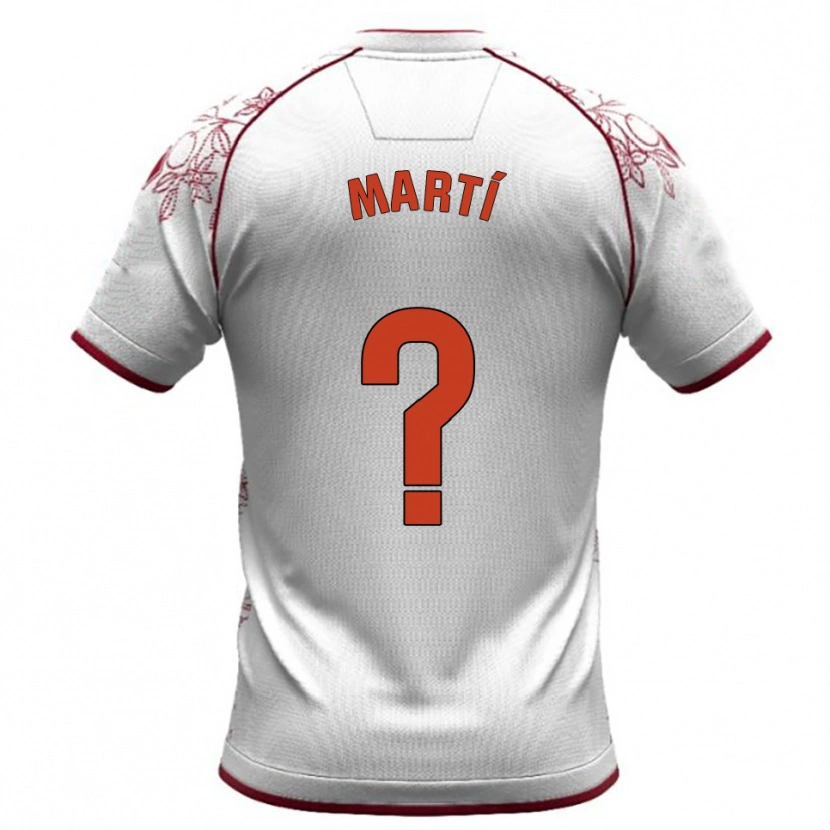 Danxen Uomo Maglia Álvaro Martí #0 Bianco Borgogna Kit Gara Away 2025/26 Maglietta