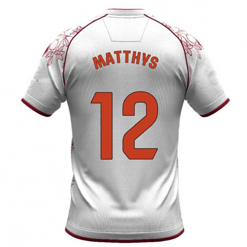 Danxen Uomo Maglia Romain Matthys #12 Bianco Borgogna Kit Gara Away 2025/26 Maglietta